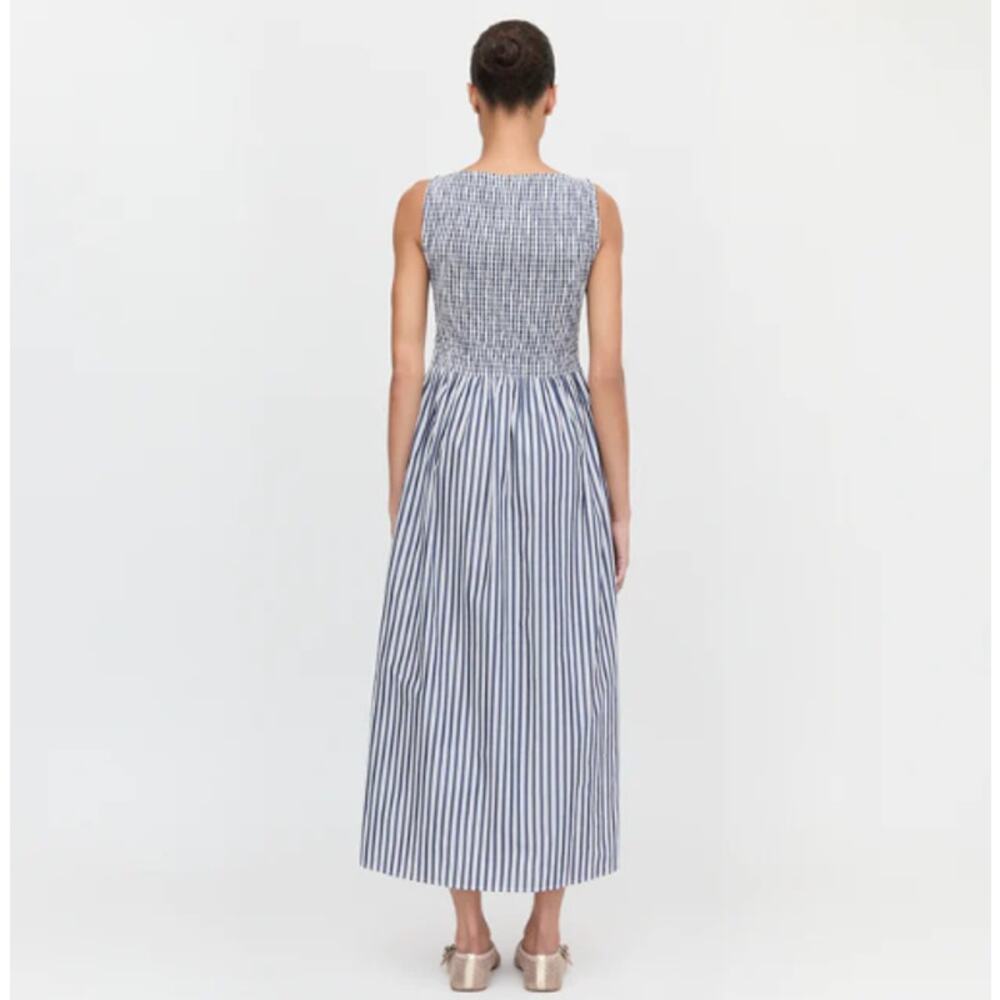 Hill House Home Dress Small Cosima Nap Sand Gingham Striped Maxi Blue Romantic - Picture 4 of 12